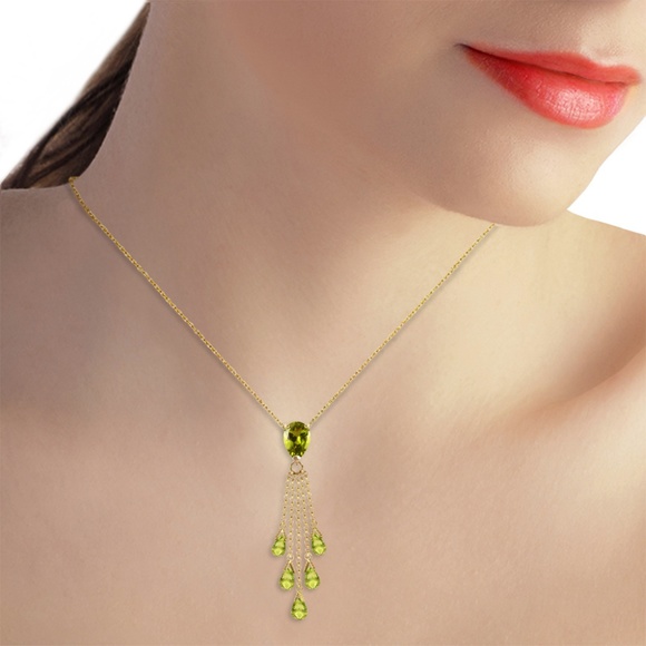 GOLD NECKLACE WITH BRIOLETTE PERIDOTS - Picture 2 of 7